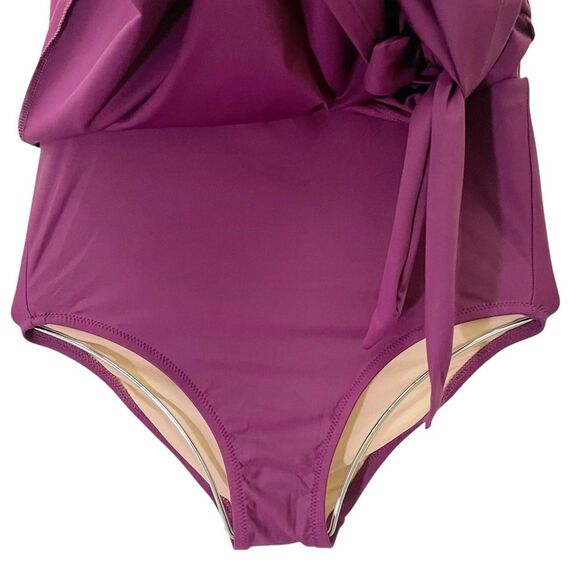 NWT J. Crew Halter Wrap Swim Dress Size 6 One Piece Skirted Swimsuit Iris Maroon - Picture 6 of 12